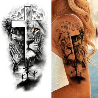 Tatuagem Temporária Tattoo Removível Grande Leão Jesus Cristo