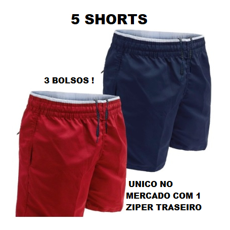 5 Short Esportivo Masculino Praia Verão Tactel