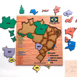 Quebra Cabeça Gigante Mapa do Brasil e Estados - Jogo Educativo -  Ludicamentebsb - LudicaMente Jogos e Brinquedos Educativos