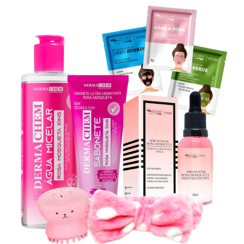 Kit skin care rosa mosqueta limpeza de pele hidratante completo - 8 ...