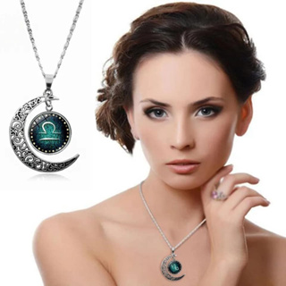 Colar Feminino Esfera Meia Lua Signos
