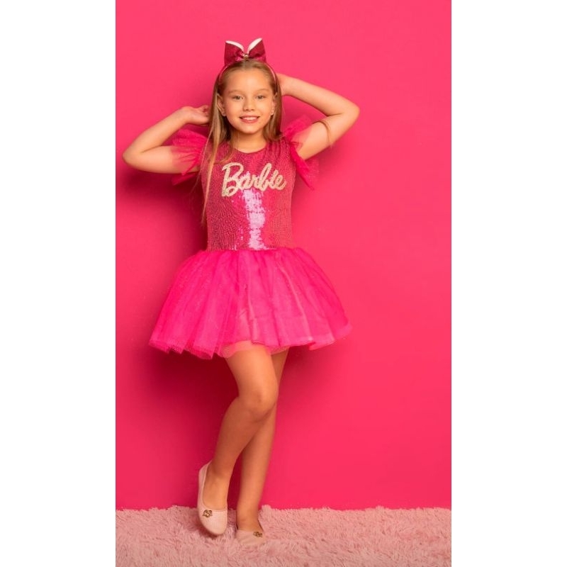 Body Fantasia Barbie Infantil Menina Roupa Barbie Festa - Tha tha