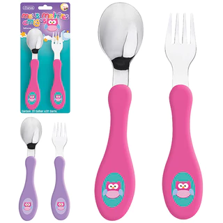 Conjunto de Talher Infantil Garfo Colher Inox para Alimentação Infantil Bebê Personagens Divertidos em Oferta na Shopee