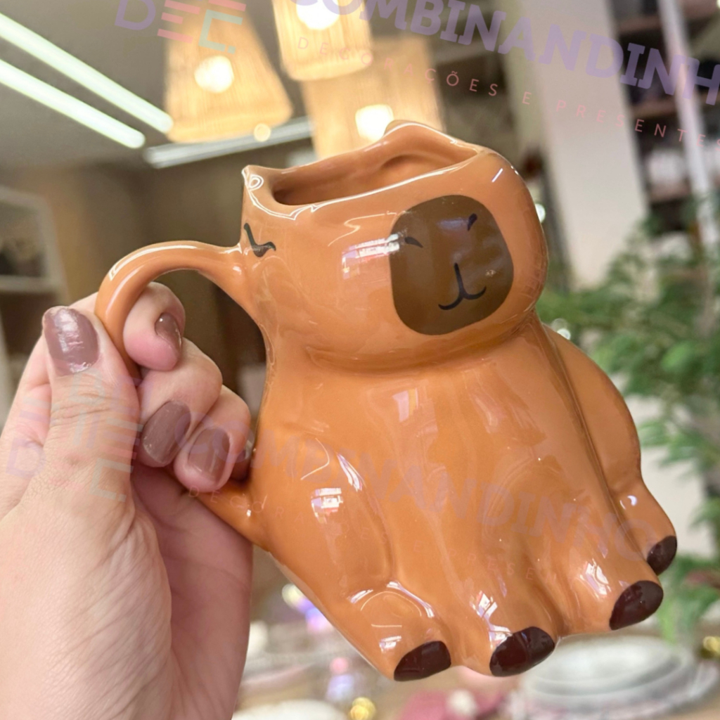Caneca Capivara 350ml Enfeite 3D Cerâmica Musica da Capivara TikTok