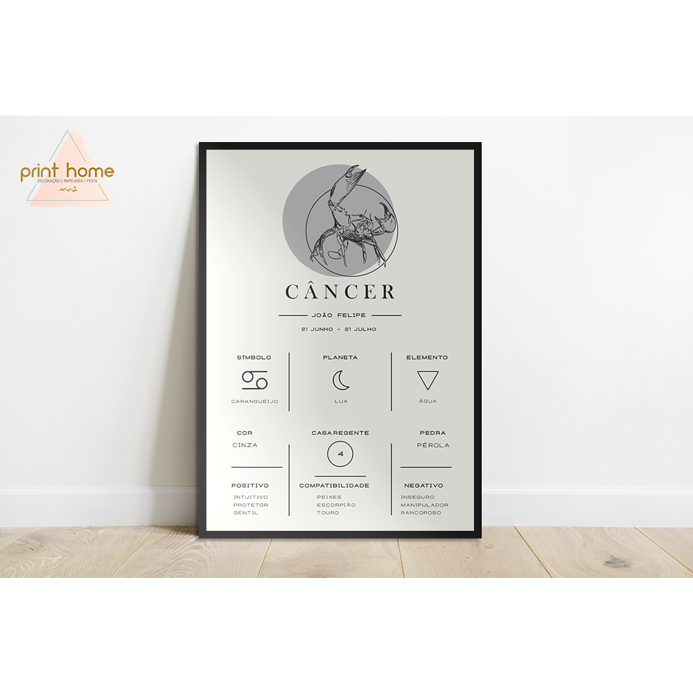 Quadro Placa MDF Horóscopo Signo Câncer Shopee Brasil