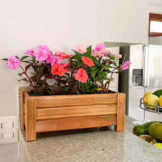 Jardineira Floreira de Madeira Ripada 30 x 16 cm Decorativa