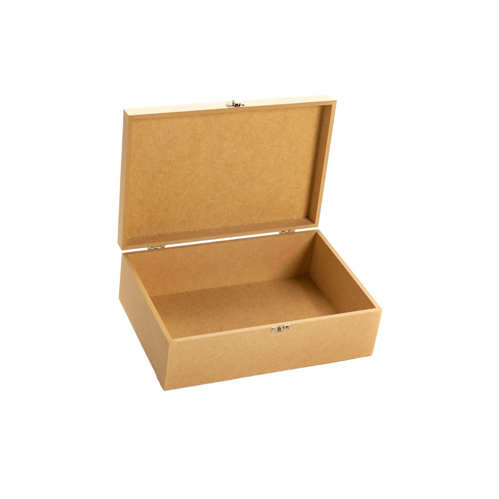 Caixa lisa organizadora em mdf cru com fecho 20x12x7