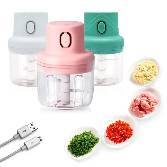 Mini Processador Triturador Sem Fio Elétrico 250ML De Alimentos Para Legumes Alho Gengibre