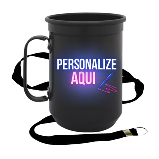 Caneca de Alumínio 500ML Preta Fosca Personalizada com a sua Arte e Tirante