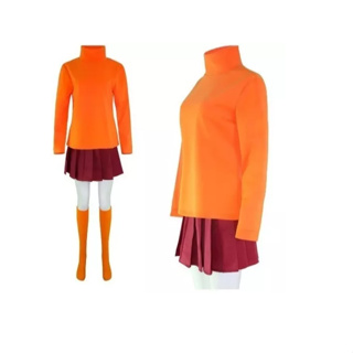 Velma Cosplay Costume Uniform Crop Top Skirt Outfits Halloween Velma  Dinkley Costume for Women Girls - AliExpress