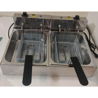 Fritadeira elétrica industrial 10 litros 2 cubas inox