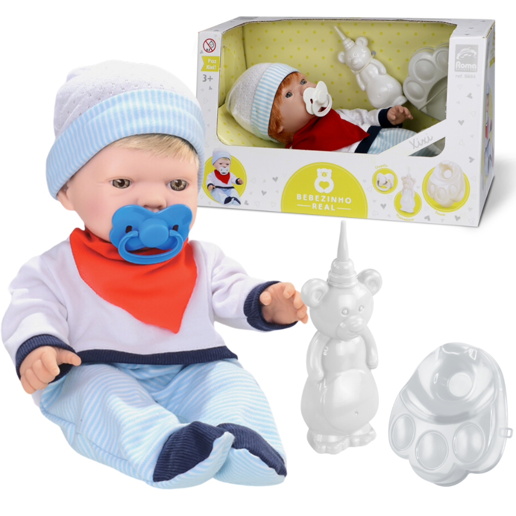 Boneco Bebe Bebezinho Real Menino Reborn Faz Xixi - Roma com o