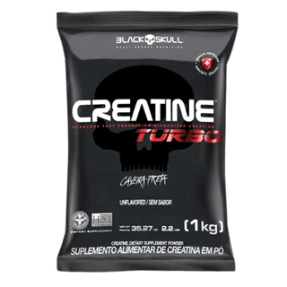 Creatina Turbo Monohidratada 1kg e 500g Refil Black Skull - Caveira Preta