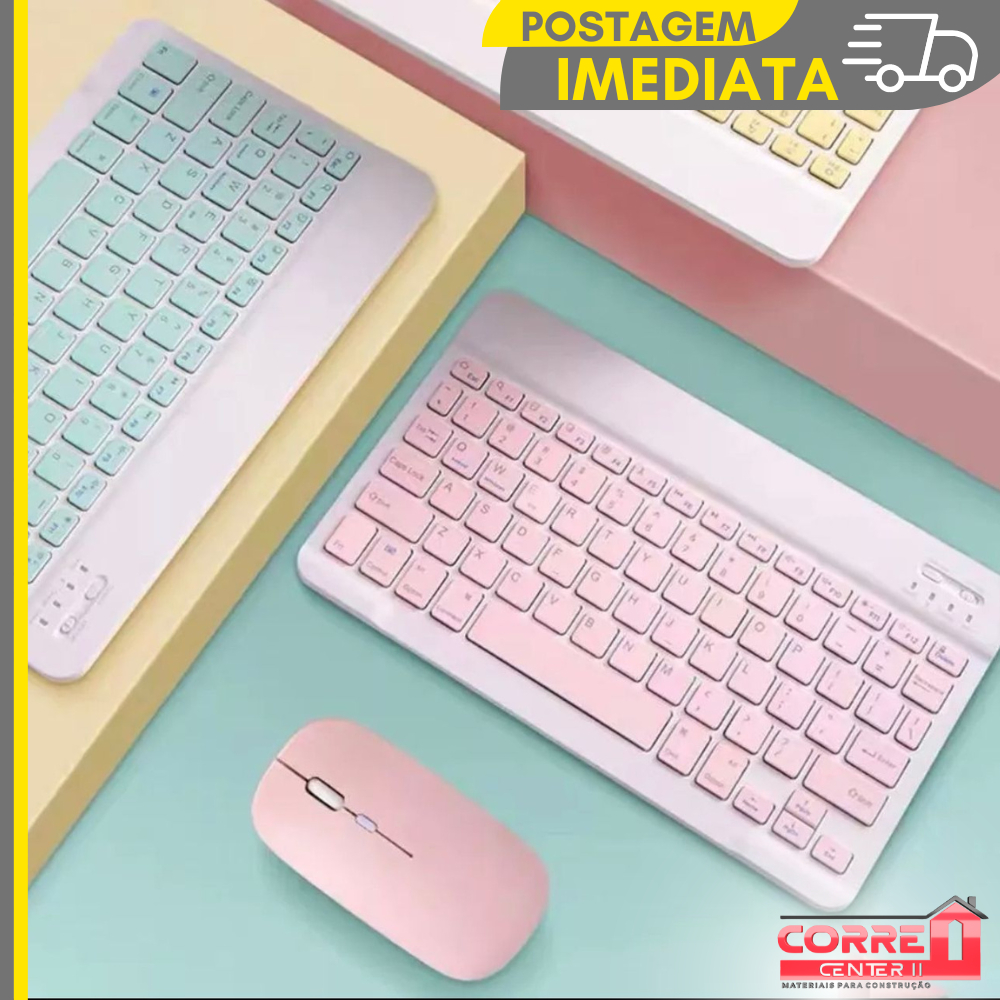 Conjunto de mouse sem fio bluetooth teclado 10 polegadas faz a boa 