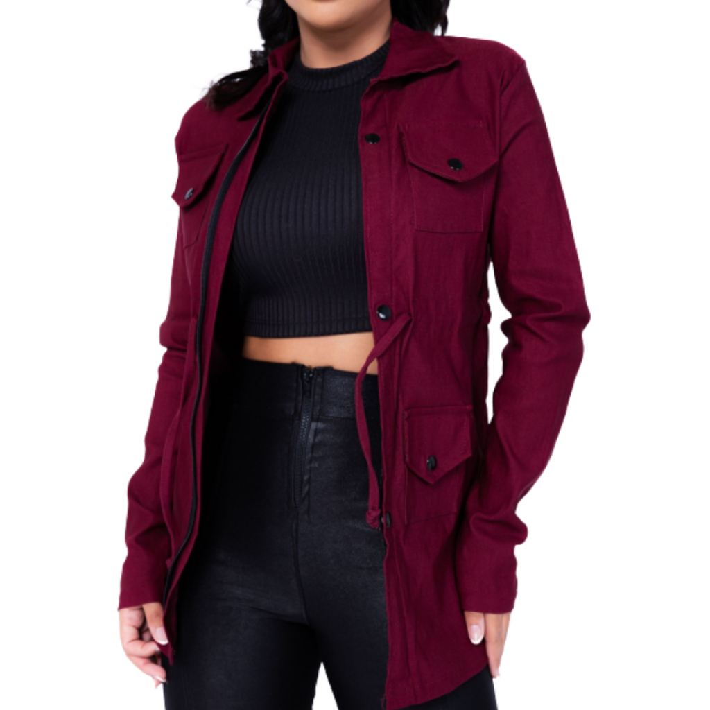 Casaso Parka Bengaline Feminina Shopee Brasil