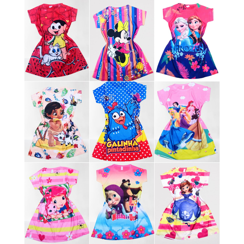Vestido de Personagens Infantil | Shopee Brasil