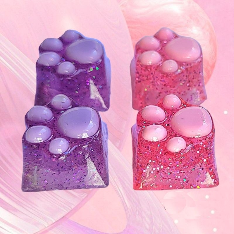 Tecla de Patinha Rosa ou Roxa com Glitter | Keycaps | Teclado Mecânico ...