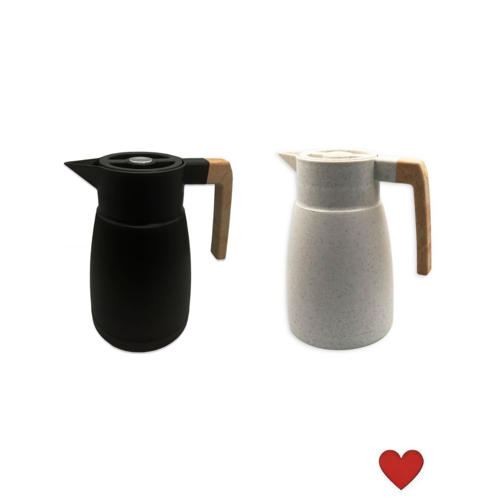 Garrafa Térmica Cora 1L Cabo de Madeira Ampola de Vidro Elegante e de Qualidade Hauskraft p/ Café Chá Leite