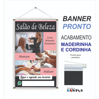 Banner Salão De Beleza Mulher Lona Serviço Branco 100x30cm - Loja