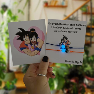 Kit 2 Pulseiras Goku E Chichi Brilha No Escuro E Magnéticas Conexão Casal Amizade BFF Anime