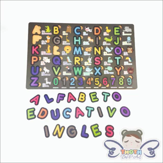 Brinquedos montessoriano com letras de alfabeto + números, coloridos em mdf, aprenda brincando com brinquedos educativos, Didático, Pedagógico, Montessori, bloco, tabuleiro em Inglês