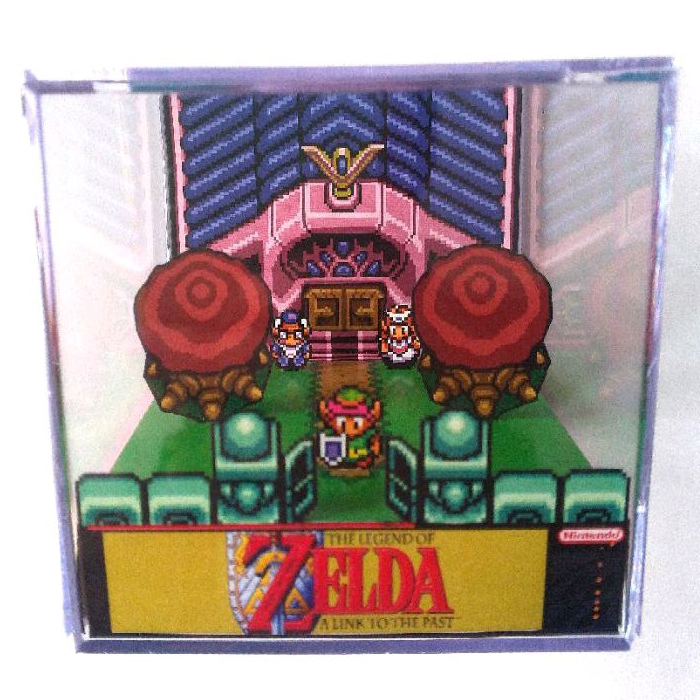 The Legend of Zelda Link to the Past Ocarina Scene Shadow Box Diorama Cube  SNES