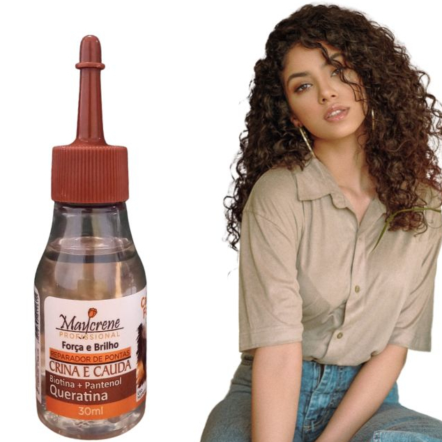 Reparador de Pontas Crina e Cauda Maycrene 30ml Rico em Biotina + Pantenol + Queratina