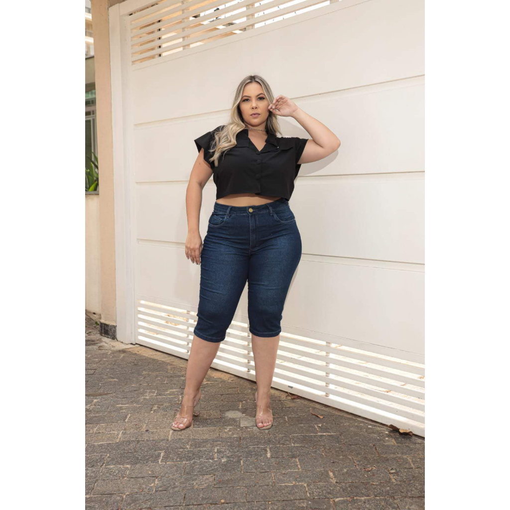 Capri Jeans Feminina tamanhos grandes moda Com Lycra 46 Ao 60