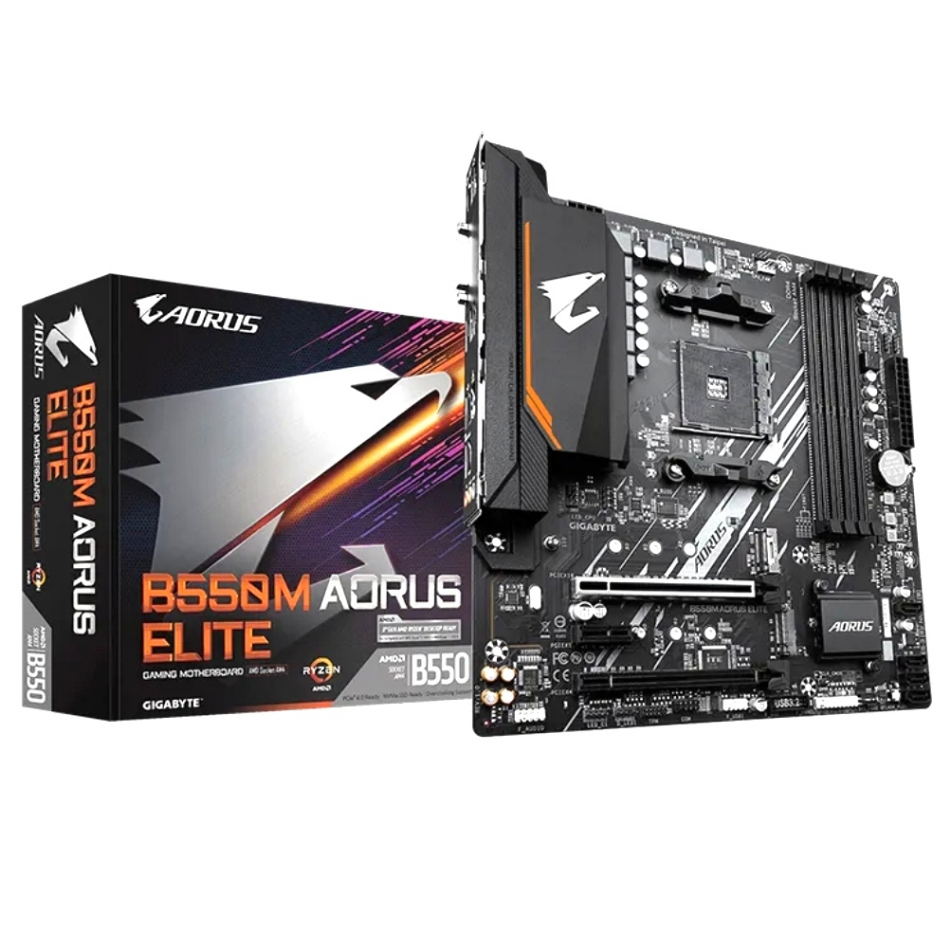 Placa-mãe Gigabyte AMD AM4 B550M Aorus Elite DDR4.