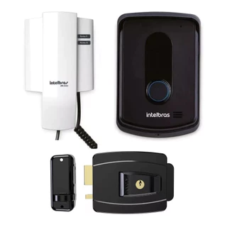 Kit Porteiro Eletrônico Interfone Intelbras Ipr 8010 + Fechadura Elétrica Aglinha 12v