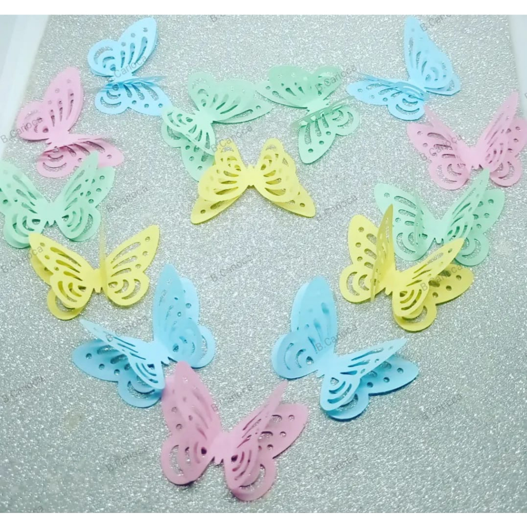 100 Borboleta 3D - CandyColor - Decoração de Festa CandyColor