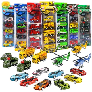 Conjunto Carrinho de Brinquedo Fricção Bombeiro Obra Militar 6 Peças