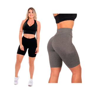 Kit C/ 3 Bermuda Ciclista Academia Suplex Shorts Treino Fitness Feminino Liso