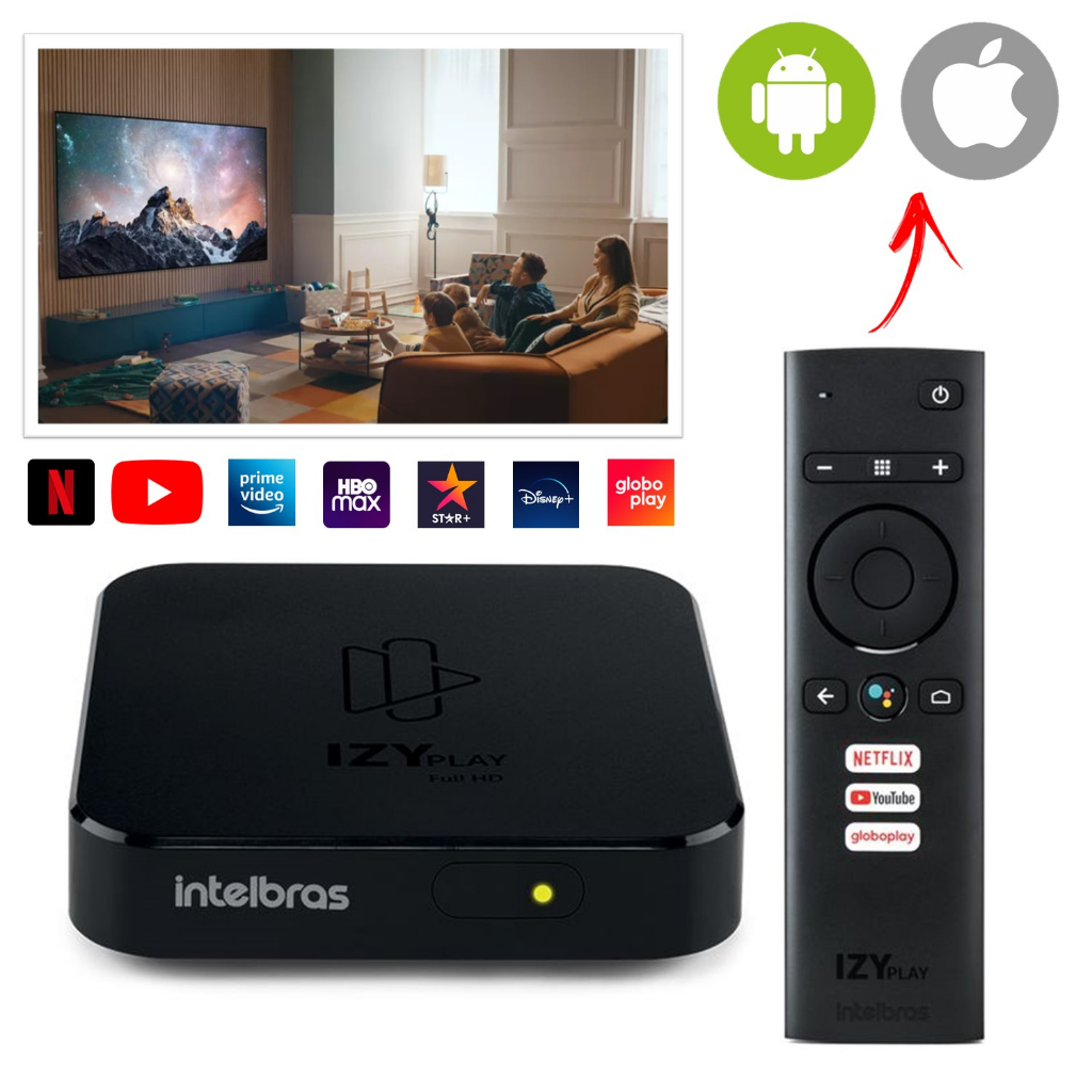 Smart Box Android Tv Izy Play Intelbras Original Lacrado Shopee Brasil