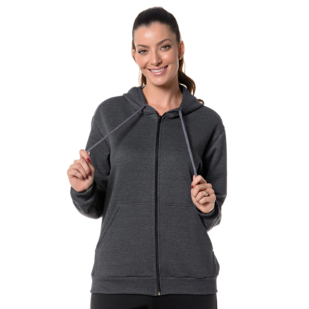 Moletom Feminino com Ziper Capuz Flanelado Forrado com Capuz | Shopee ...