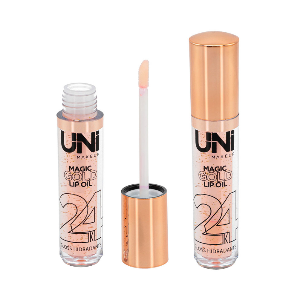 Gloss Hidratante Magic Gold Lip Oil 24K UNI Makeup - Maquiagem Muda de ...