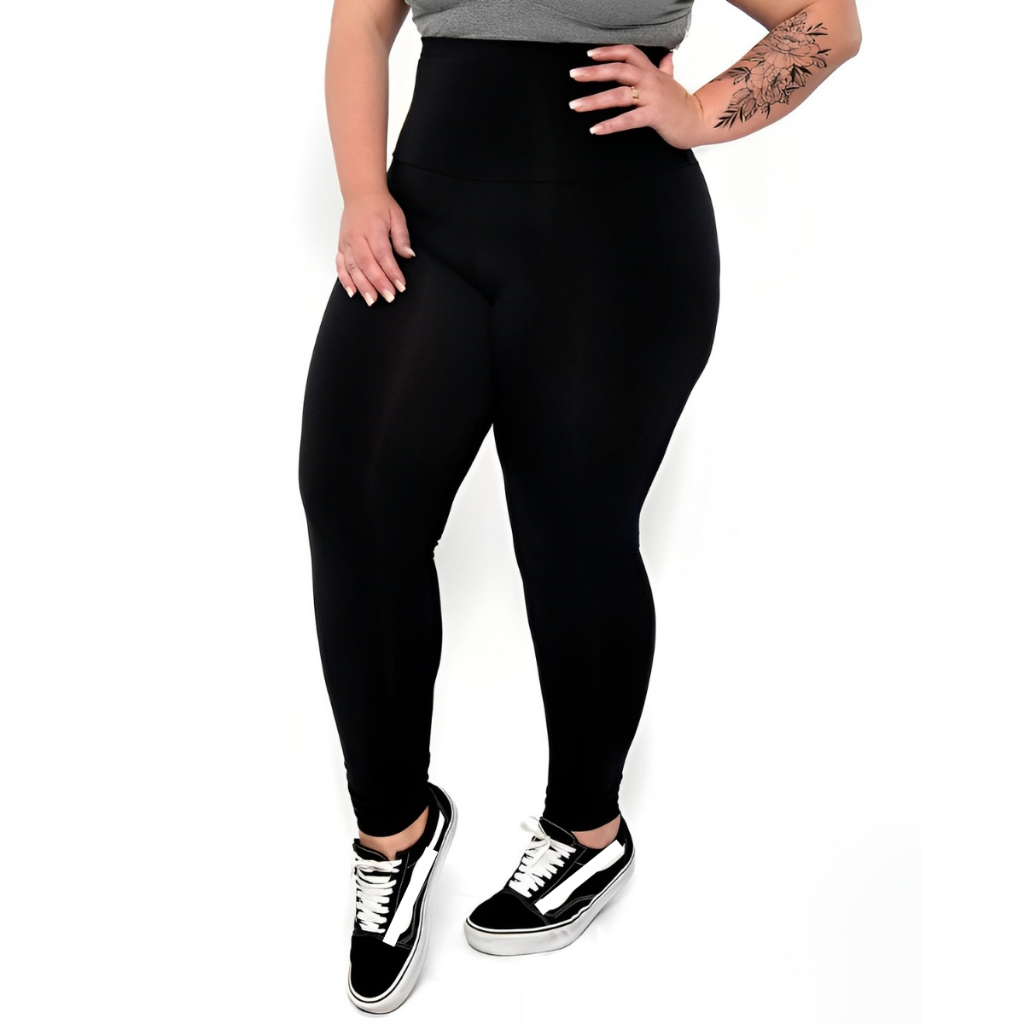 Calça legging plus size feminina Suplex Academia Fitness Grossa