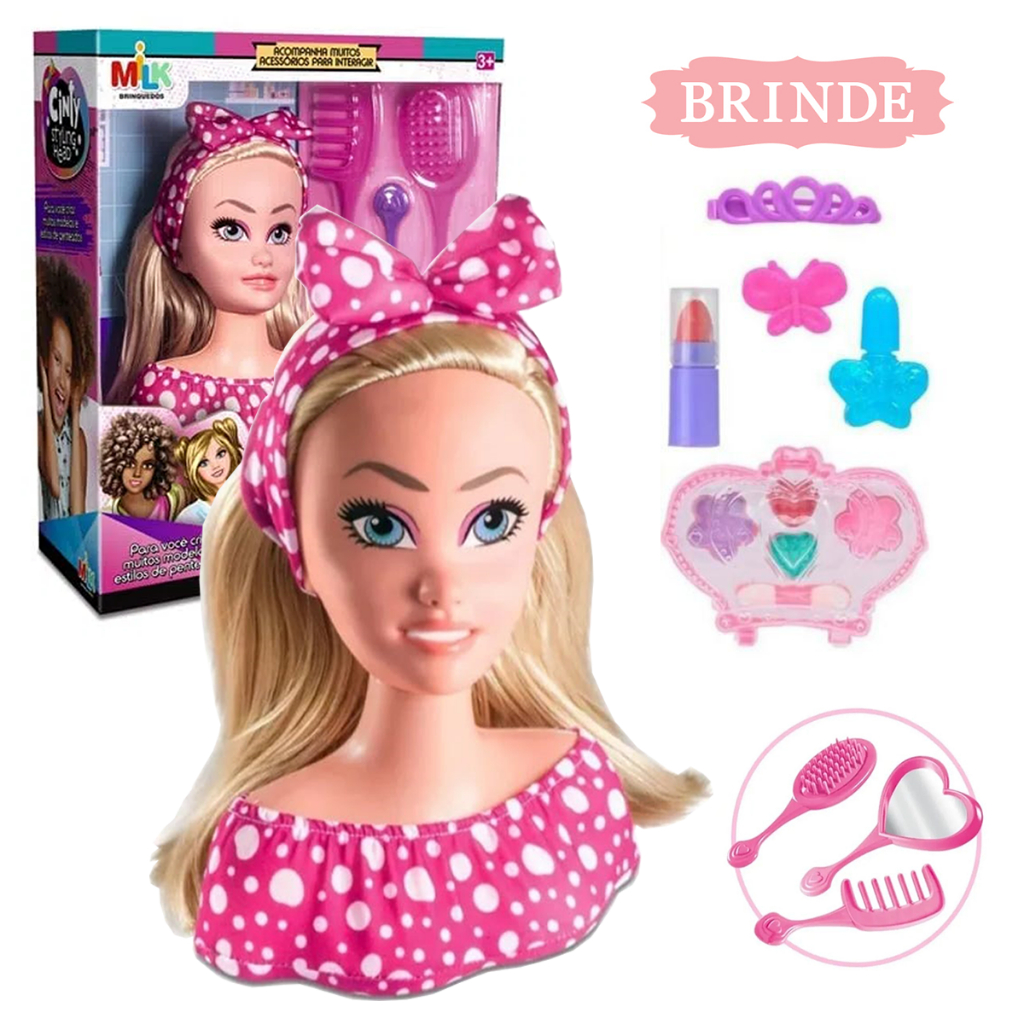 Boneca Com Busto Para Pentear E Maquiar + Maquiagem Brinde em Promoção na  Americanas