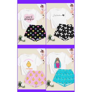 Babydoll pijama tradicional femenino nossa senhora gatinho coxinha