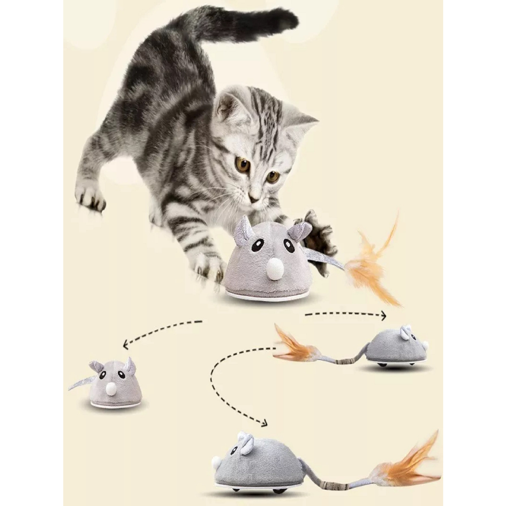 Brinquedos automáticos de rato de pena de gato, brinquedo interativo  inteligente para gatos antiderrapante, jogos interativos para gatos