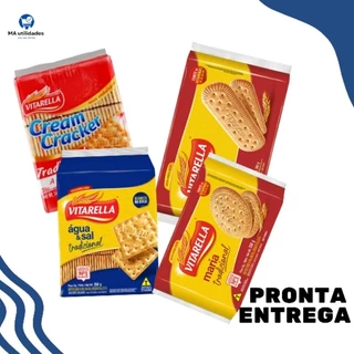 Biscoito Bolacha Variedades Vitarella 350g Maizena Maria Cream Ckack Água e Sall