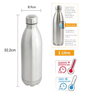 Garrafa Térmica Portátil Aço Inox 1000/500ml