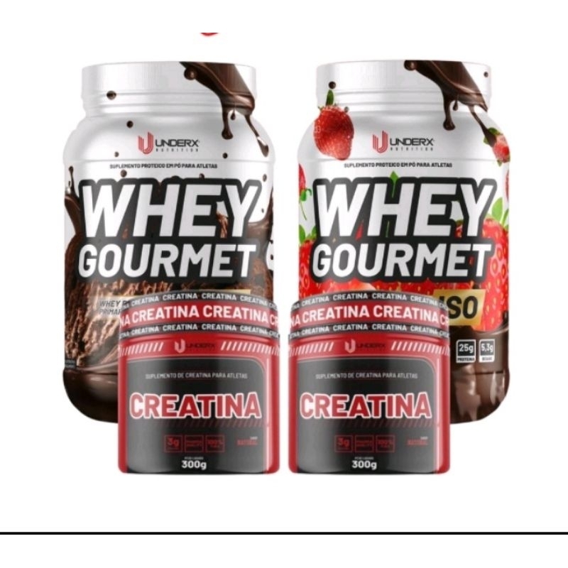 Kit 2 Whey Protein Gourmet ISO + 2 Creatina 300g