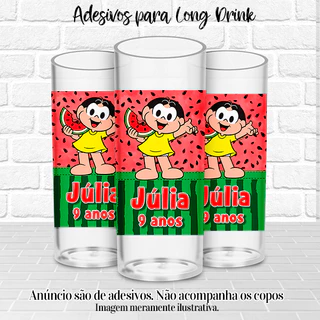 10 Adesivos personalizados para Copo Long Drink Magali