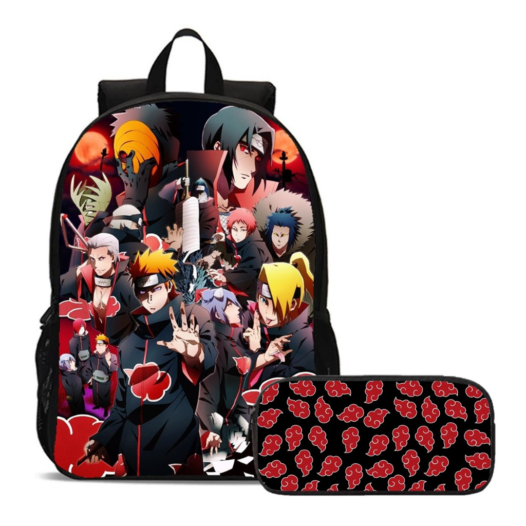 Kit Mochila E Estojo Escolar Naruto Clã Akatisuki Membros Personagens