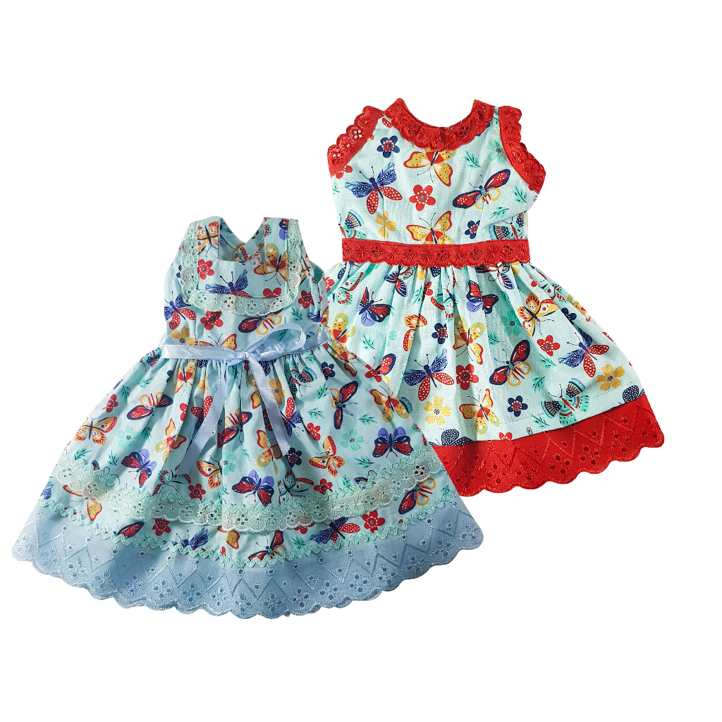 Kit 2 Vestidos P/ Boneca Bebe Reborn - Roupinha + Brinde