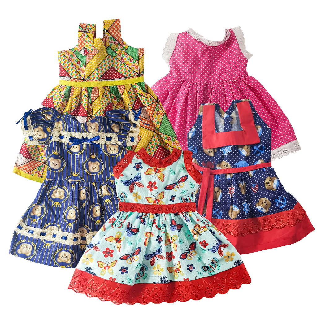 Kit 5 Vestidos P Bonecas Bebe Reborn Roupinha Shopee Brasil