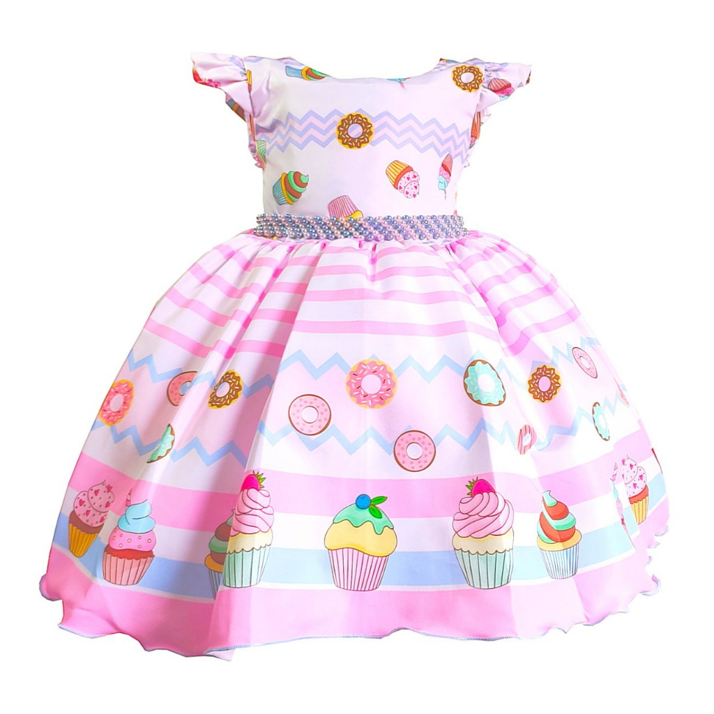 Vestido infantil best sale tema confeitaria