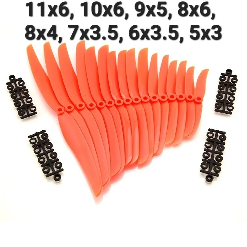 5 Hélices GWS 11x6, 10x6, 9x5, 8x6, 8x4, 7x3.5, 6x3, 6x3.5, 5x3 + ajustadores de helice Para Aeromodelo