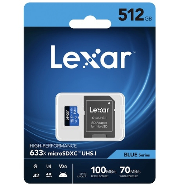 Cartão de Memória Lexar microSDXC 512GB High Performance 633x ...
